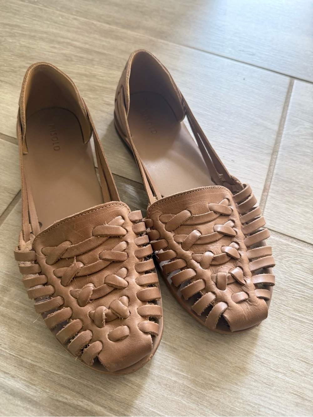 Nisolo Women's Woven Leather Huarache Flats - Brown